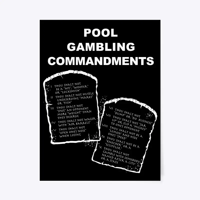 Pool Gambling Commandments poster